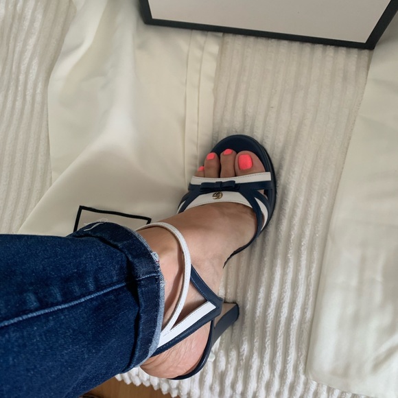 💯% authentic Gucci Alison two-tone leather platform heels - Picture 10 of 14